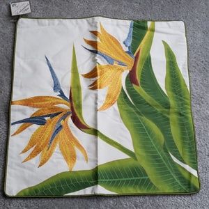 Bird of Paradise embroidered flower pillow cover
